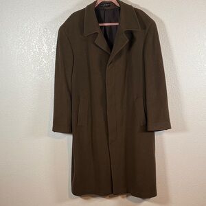 Andrew Fezza Brown Cashmere Dress Trench Coat Size 42R Timeless Classic